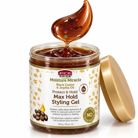 ژل حالت‌دهنده قوی مو آفریکن پراید Moisture Miracle حاوی روغن کرچک سیاه و جوجوبا حجم ۵۱۰ گرم