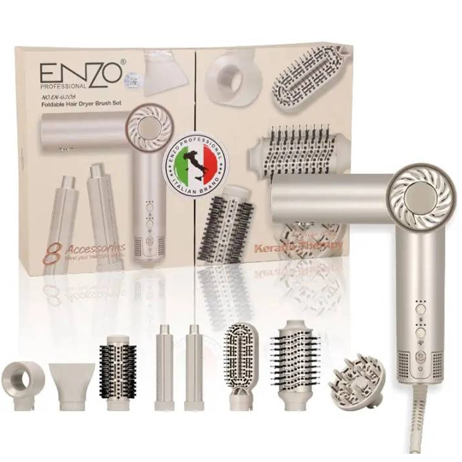 ست سشوار و برس حرارتی همه کاره انزو Enzo Professional مدل En-6208 اورجینال