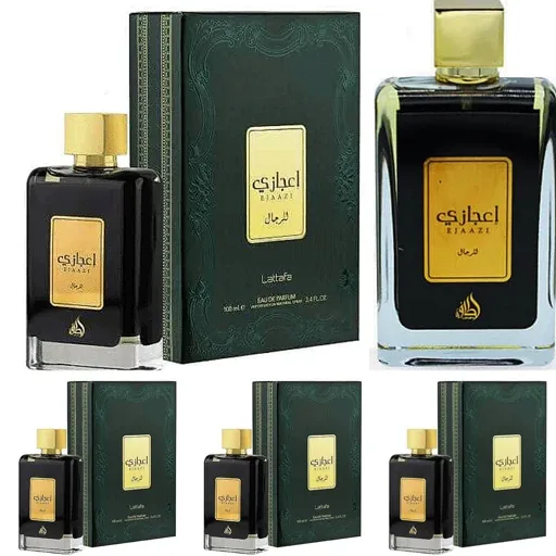 ادکلن اعجازی عربی اصلی اصلی اورجینال شرکت لطافه با رایحه‌ای خنک، گرم و تلخ است  100 میل اورجینال