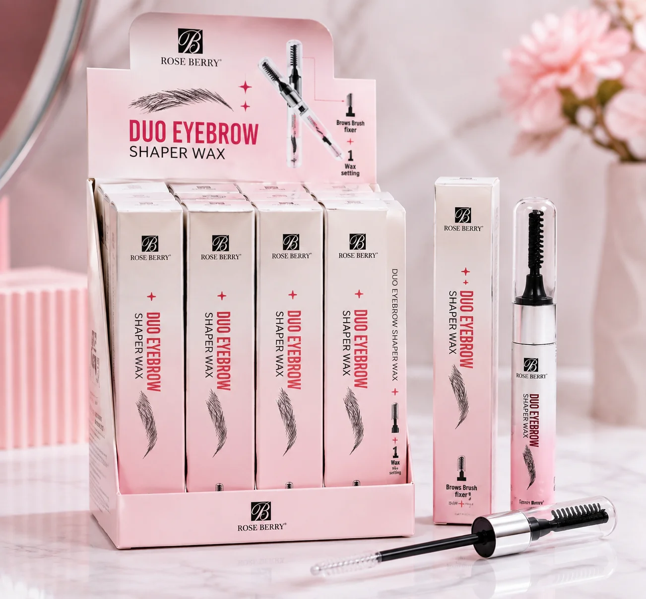 ژل ابرو حالت‌دهنده ابرو رزبری Rose Berry مدل Duo Eyebrow Shaper Wax بدون سفیدک اورجینال
