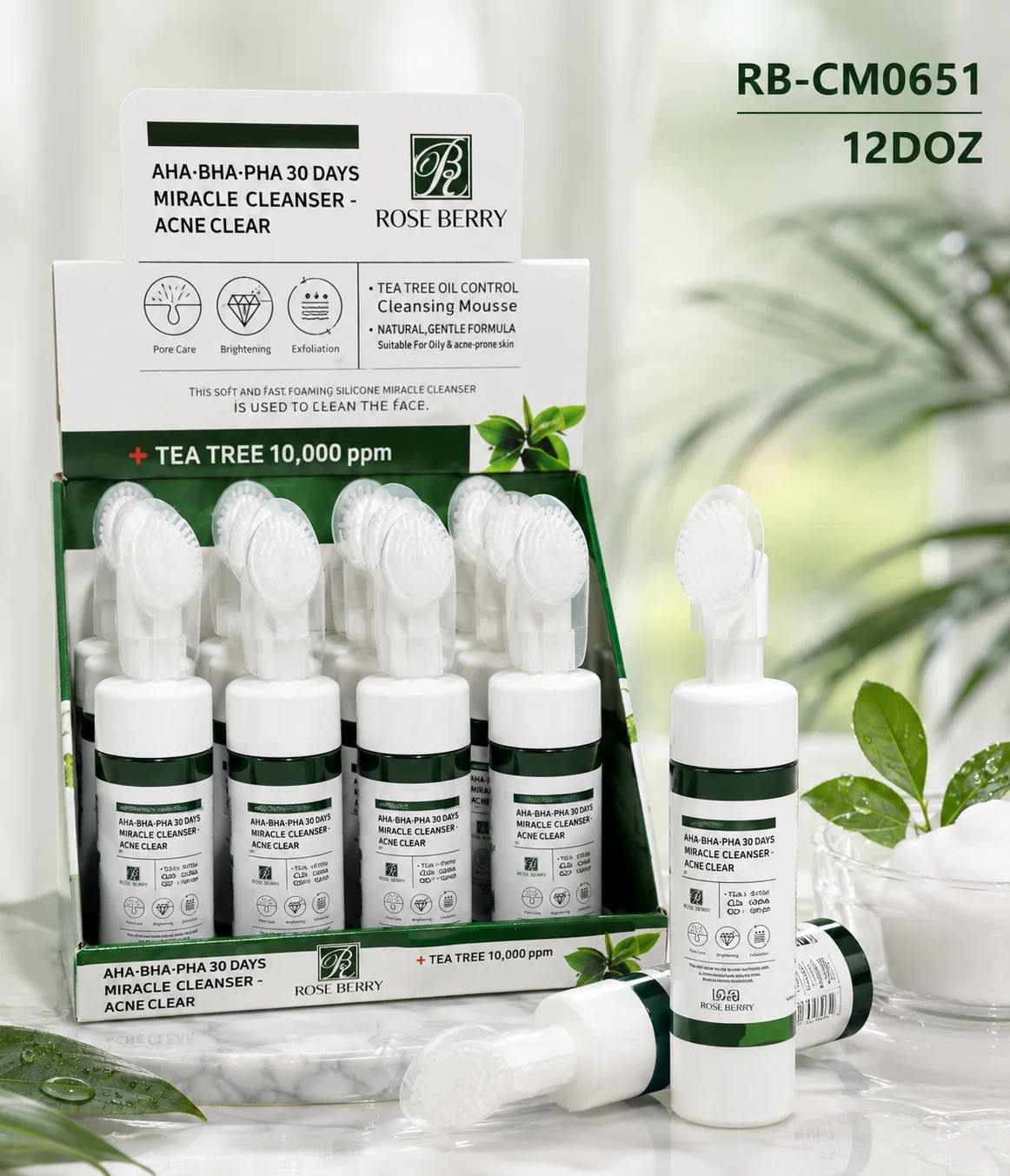 فوم شستشوی  چای سبز ضد جوش  رزبری Rose Berry مدل AHA-BHA-PHA 30 Days Acne Clear اورجینال
