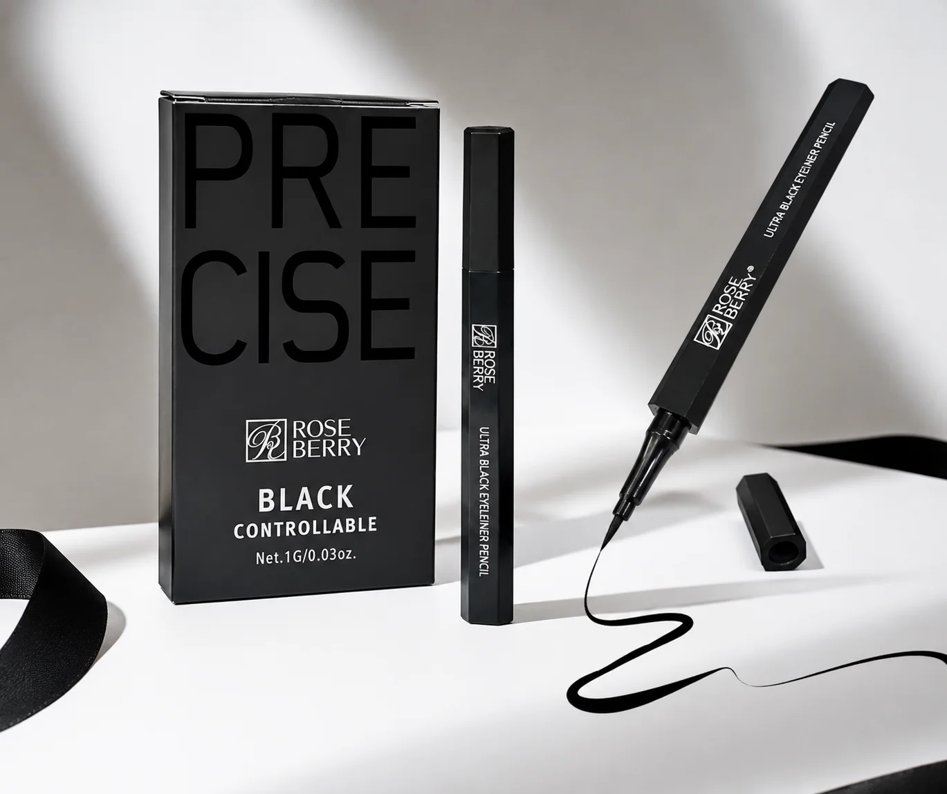 خط چشم  ضد آب و مات ماژیکی رزبری Rose Berry مدل Precision Black Controllable اورجینال