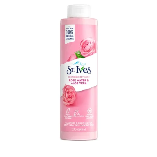 شامپو بدن طراوت بخش سنت گل رز و الورا ST. Ives ROSE WATER & ALOE VERA حجم ۶۵۰ میلی‌لیتر اورجینال