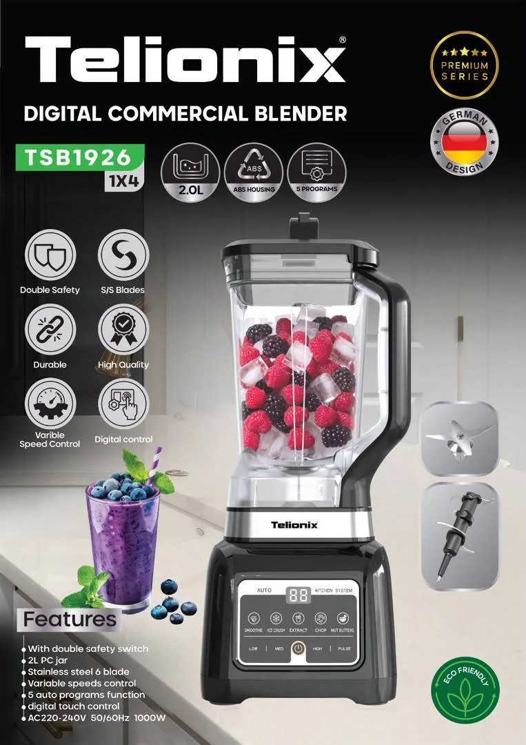 مخلوط کن صنعتی قدرتمند تلیونیکس Telionix مدل TSB1926 اورجینال